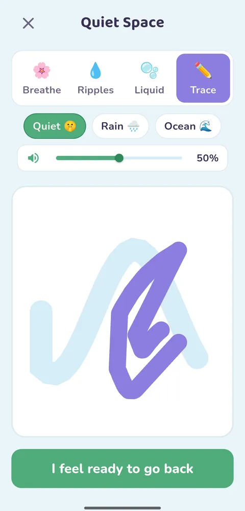 Trace: follow a calm wavy line with a finger
